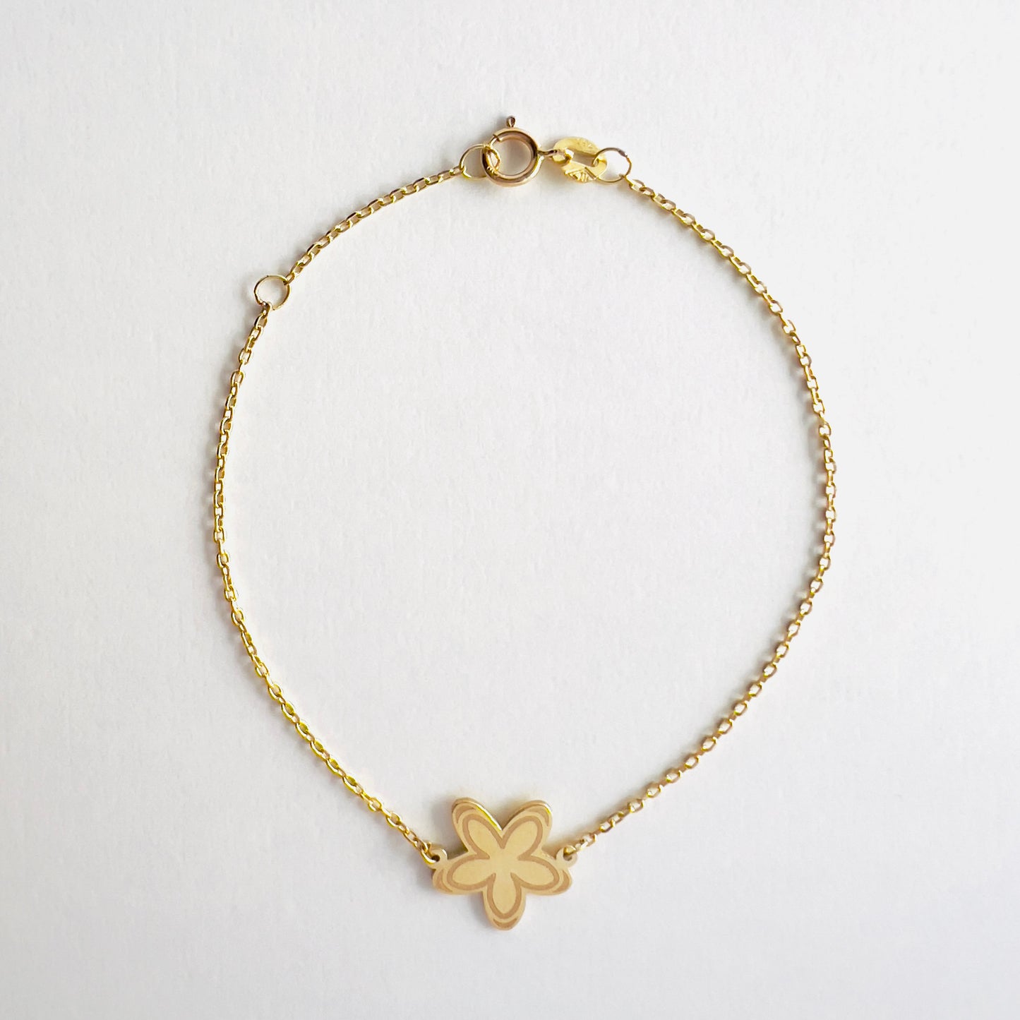 18K yellow gold flower design bracelet for women