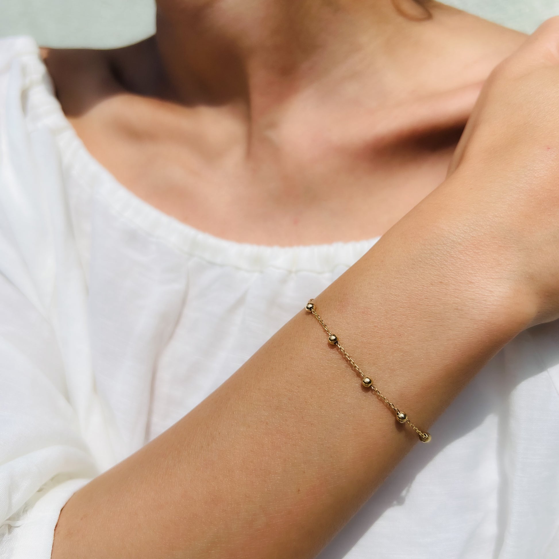 18K yellow gold beaded bracelet