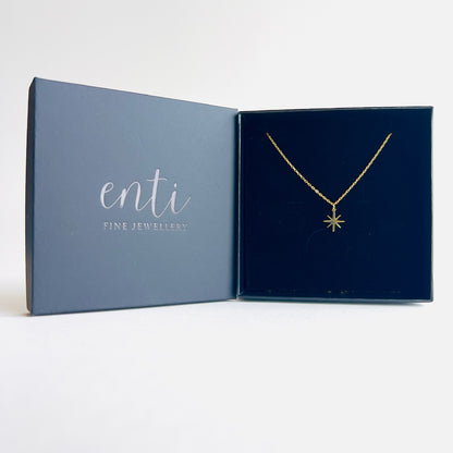 18k gold chain necklace with star pendent handmade